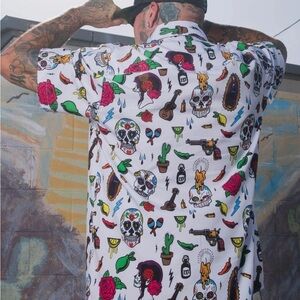 ❤️‍🔥❤️‍🔥DIXXON 🛠️ La Ofrenda Casual Button Down Shirt with fun Print